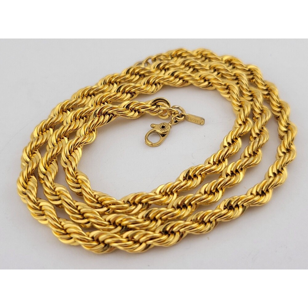 Vintage Signed Monet Gold Plated 5mm Rope Chain Necklace 20"